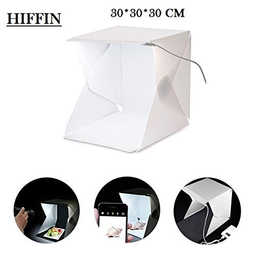 HIFFIN Photo Bag 30cm Medium Size Portable Folding with 1 led Strips lightbox Photography Photo Studio Softbox Lighting Kit Light Box for Phone Digital Camera