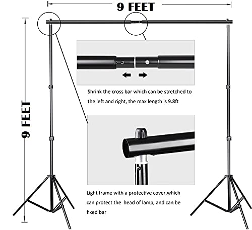 HIFFIN®Photography Photo Video Studio Background Stand Support Kit with Muslin Backdrop Kits (White Black),Daylight Umbrella Lighting Kit(E27 Single...