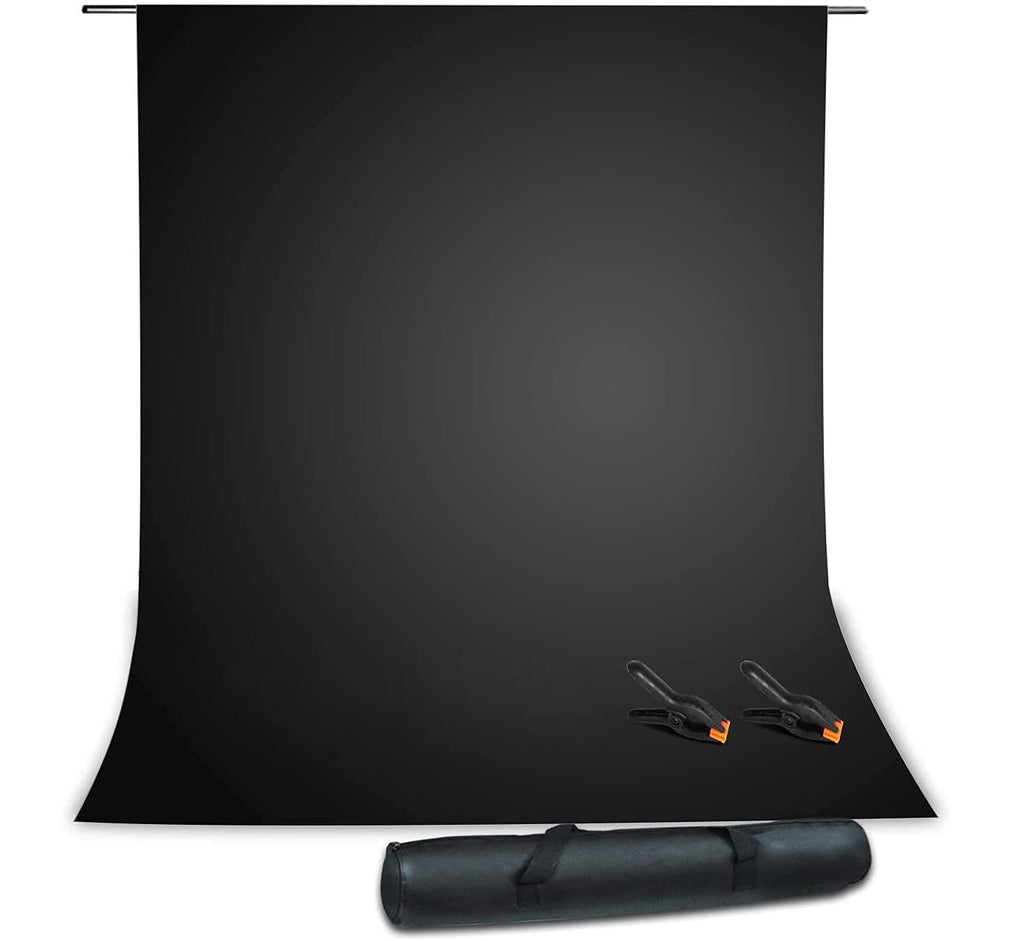 HIFFIN® Black Screen Backdrop 6x10 ft with Stand 6x9FT Photography Backdrop with 1PC 6.5FT T-Shape Backdrop Stands, 2PCs Spring Clamps, 1PCs Carry Bag