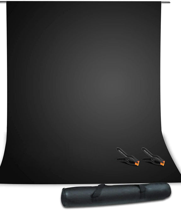 HIFFIN® Black Screen Backdrop 6x10 ft with Stand 6x9FT Photography Backdrop with 1PC 6.5FT T-Shape Backdrop Stands, 2PCs Spring Clamps, 1PCs Carry Bag