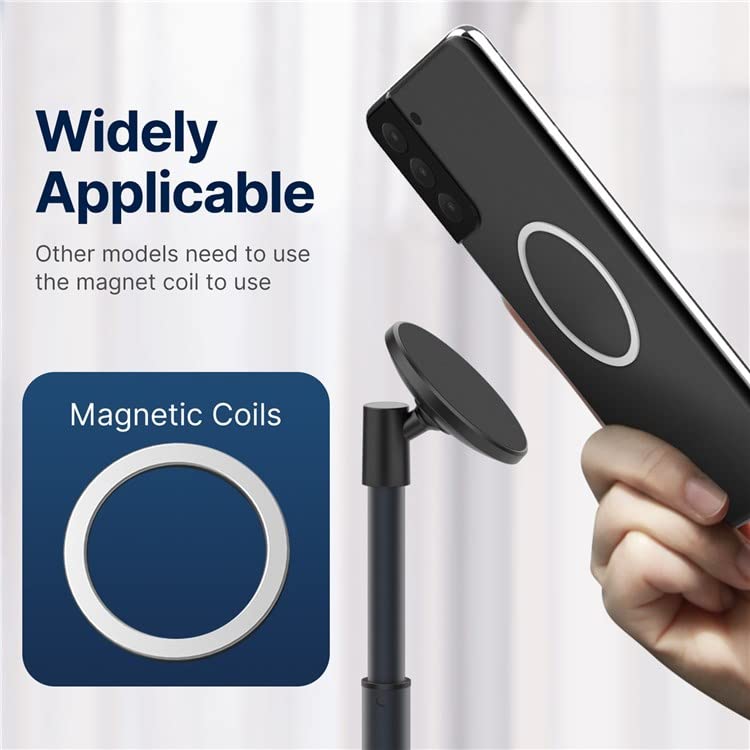 VIJIM HP002 Magnetic Cell Phone Stand 360-degree Rotating Phone Holder with 2-level Adjustable Height Aluminum Alloy Desktop Stand for All smart Phone & i-Phone 13/13 Pro/13 Mini/12/12 Pro/12 Mini