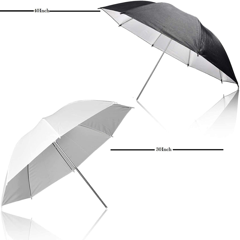 HIFFIN®Daylight Umbrella Continuous Lighting Kit, 8x14ft Background Support System with 2 Muslin backdrops (Black and White) for Photo Studio & 18 W Bulb Product, Portrait and Video Shoot Photography