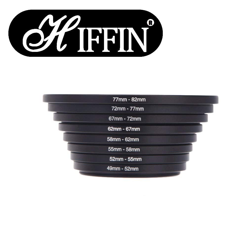 HIFFIN Lens Filter Step Up and Step Down CONVERTION Rings Set 16Pcs 49 mm-82 mm and 82 mm-49Mm As Hood