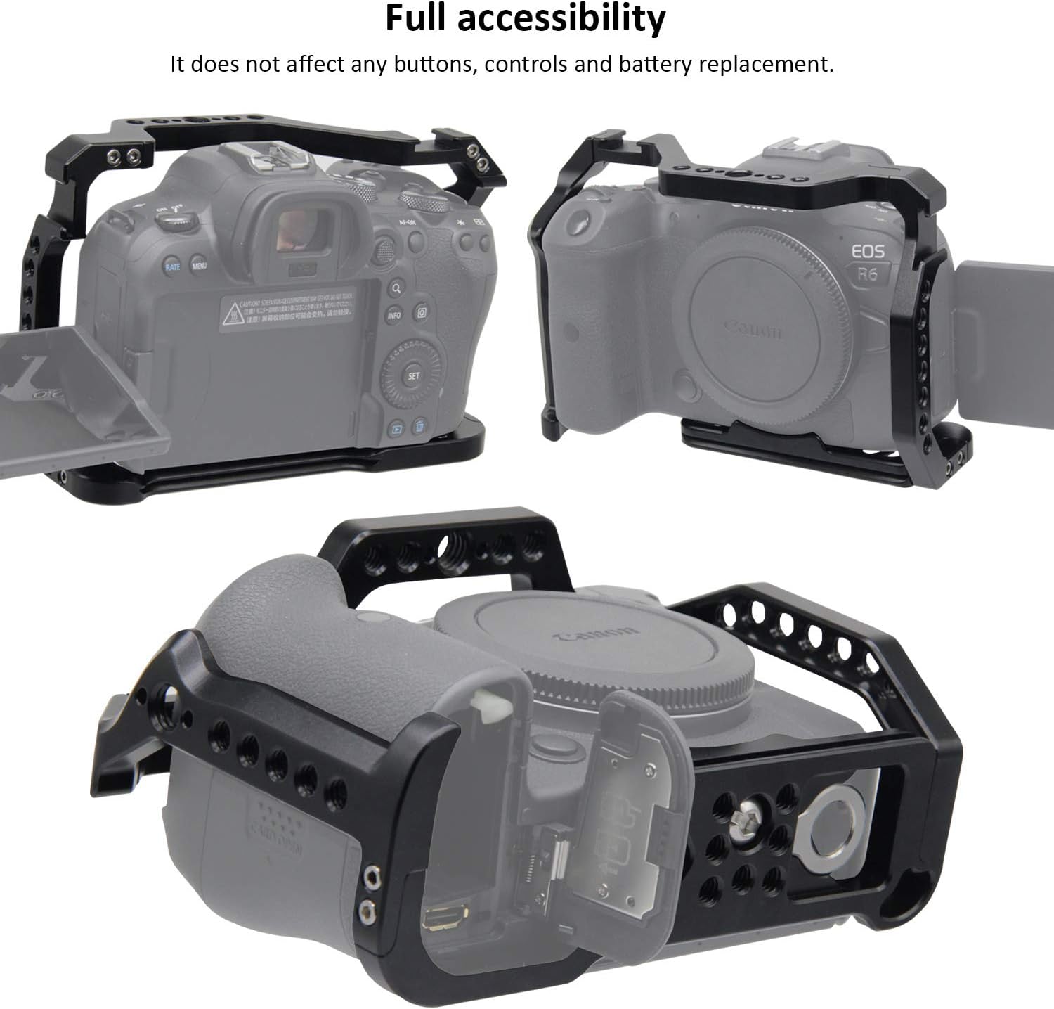 HIFFIN Camera Cage for Canon EOS R6 R5 Mirrorless Camera, Vlogging Vid