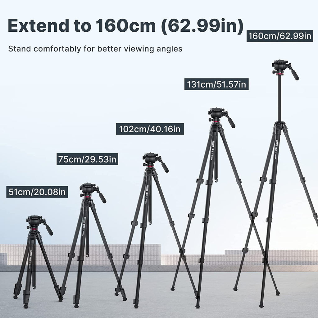 ULANZI MT-56 Camera Tripod Stand with Fluid Head, for Sony Nikon Canon Fujifilm DSLR Camera Video Shooting, w Cell Phone Holder vlogging Travel Tripod Mount - Ombra