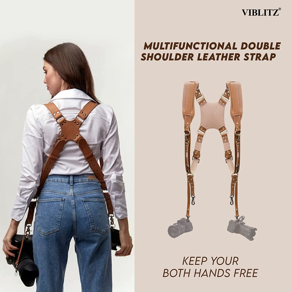 Viblitz® Camera Strap, Double Shoulder Sling Strap DSLR Quick-Release Shoulder Strap Compatible for All DSLR/SLR Cameras, Canon/Nikon/Sony