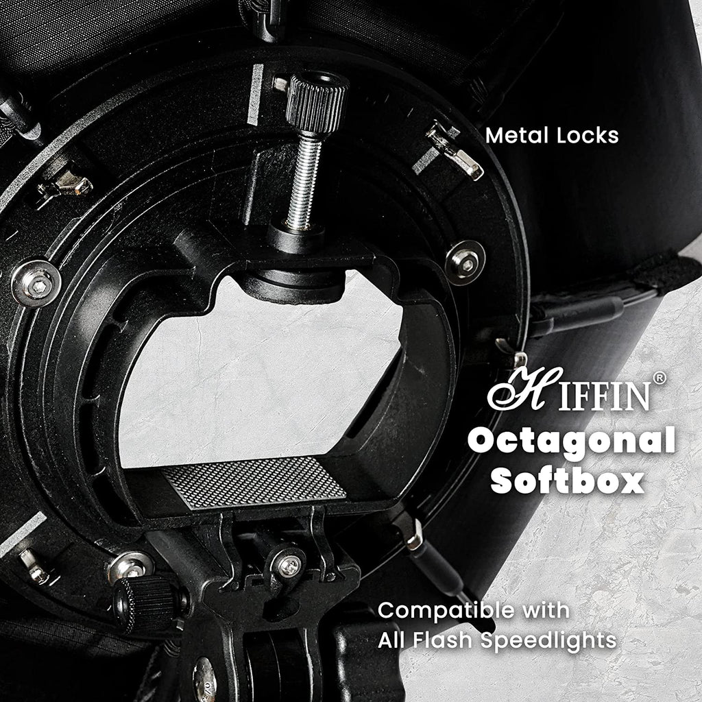 HIFFIN® 120 CM Octagonal Softbox with S-Type Bracket Holder (with Bowens Mount) and Carrying Bag for Speedlite Studio Flash Monolight, Portrait and Product Photography