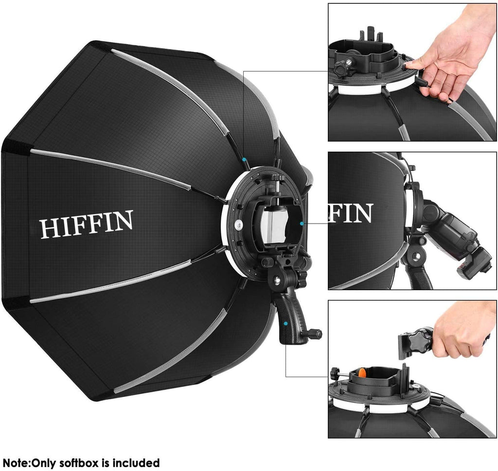 HIFFIN® 55cm Flash Speedlite Softbox Portable Outdoor Octagon Umbrella Softbox with 9 fit Light Stand for ptoto Studio