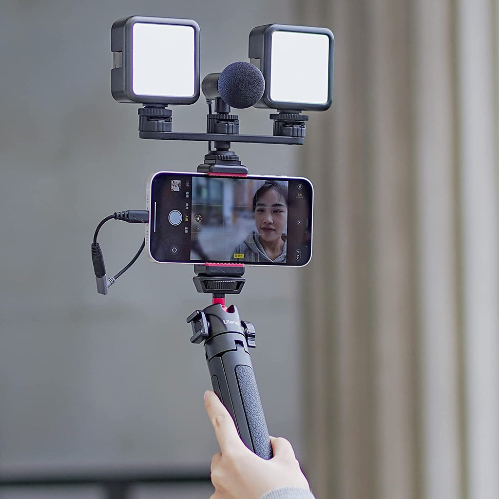 Camera Cold Shoe Extension Mount, PT-23 Triple Hot Shoe DSLR Plate Microphone LED Video Light Stand Gimbals Extendable Bar Vlog Accessories Kits for Gopro iPhone Sony Canon