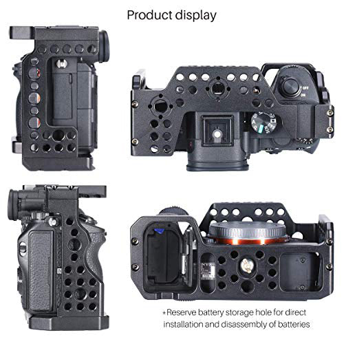 HIFFIN® UURig C-A73 A7 III Camera Cage for Sony A7 Series A7R III/A7 III, Top Cold Shoe Microphone Light Mount/Arri Hole Extension, Stable Vlogging Video, Arca Swiss Quick Release Plate