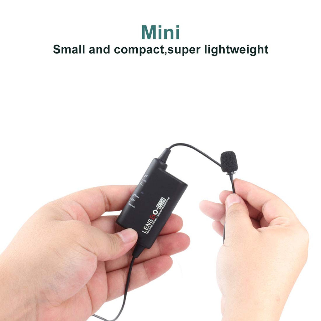 LENSGO Professional Lavalier Mic SLR 120 Hours Battery Life Camera Phone Recording Live Interview VLOG Wired Recording Studio Lapel Microphone (LYM-DM2)