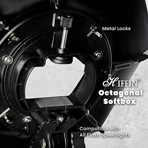 HIFFIN® (55cm) Lightweight & Portable Soft Box Comes with S2 Type Bracket & 2 Diffuser Sheets | Carrying Case | Compatible with All Flash Speedlights (Octagonal Softbox 55 cm)…