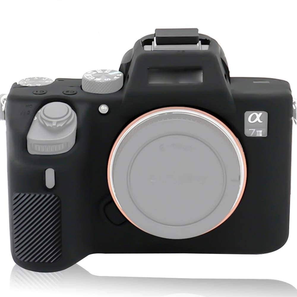 HIFFIN®Silicon Cover Case Compatible for Sony Alpha A7R3, Professional Silicone Rubber Camera Case Cover Detachable Protective (Black)