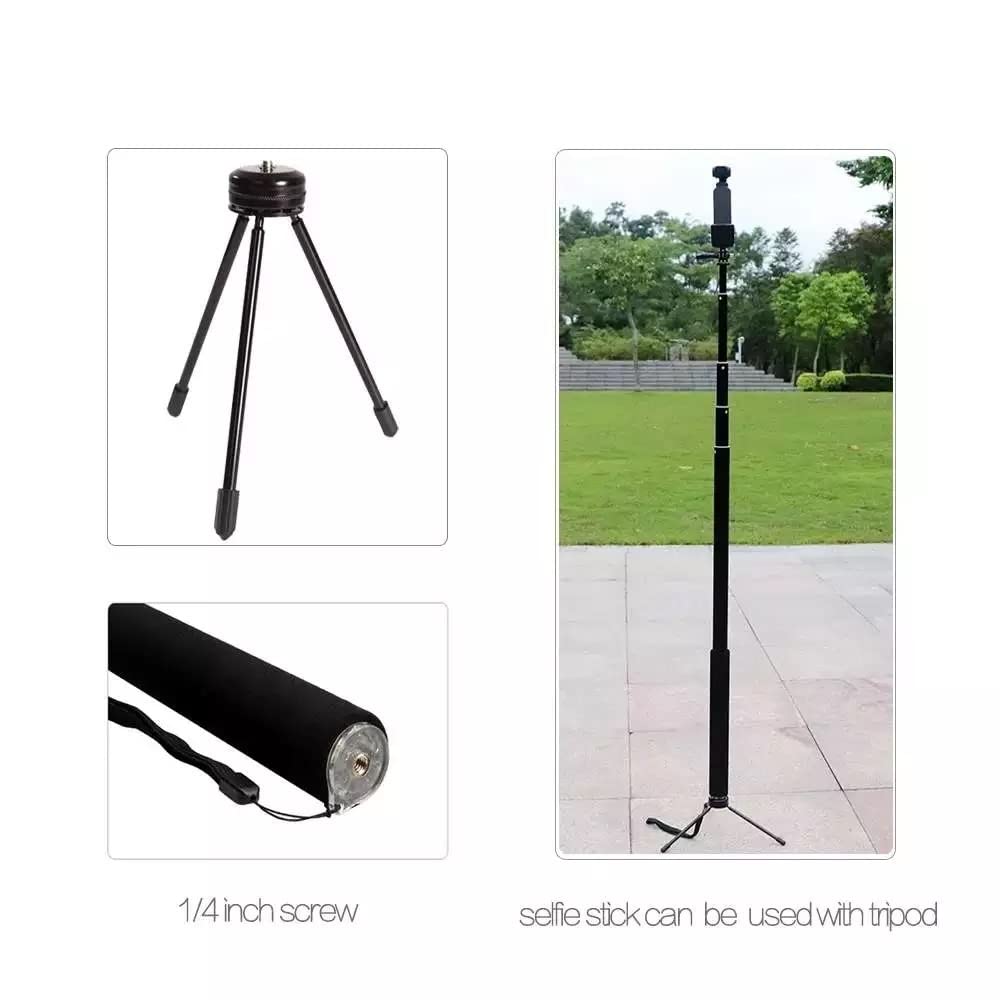 HIFFIN 118"/3 Meters Ultra Long Selfie Stick for GoPro Max Hero 9 8 7 6 5 4 3+, Insta 360 One R One X, DJI Osmo Action, Extendable at 6 Lengths Carbon Fiber Lightweight Pole Monopod .