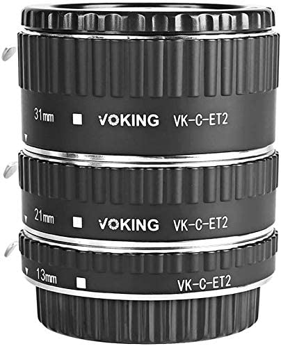 Voking VK-C-ET2 13mm 21mm 31mm Auto Focus Macro Extension Tube Set for Canon DSLR Cameras (Black)
