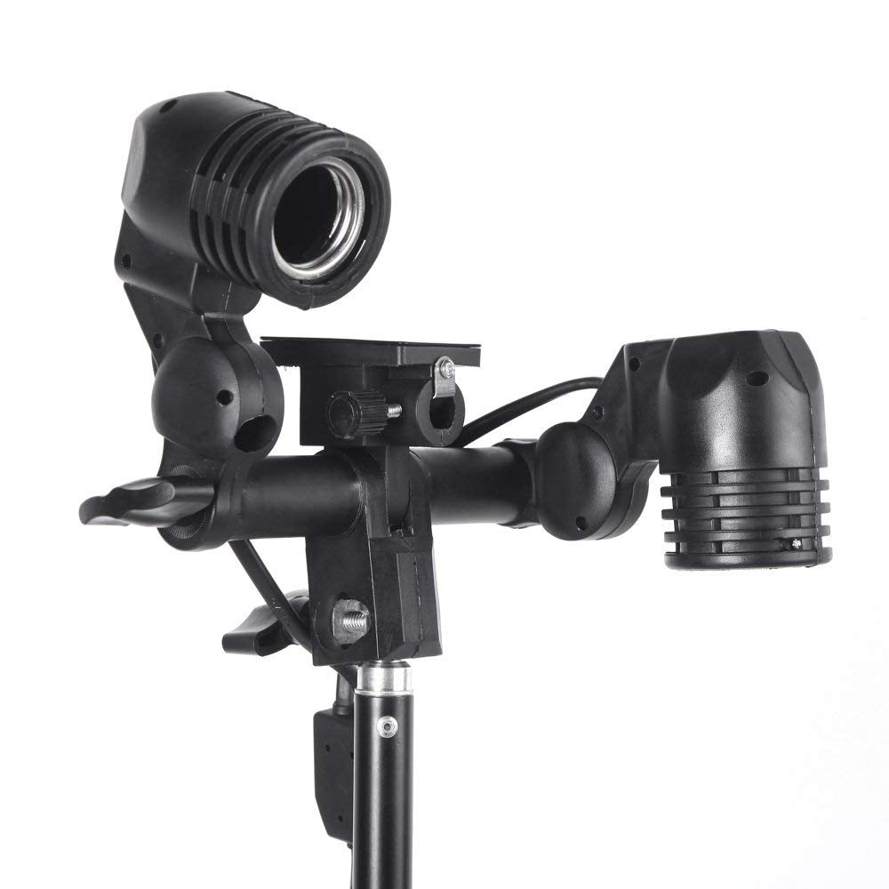 Hiffin® Photography Photo Light Lamp Bulb Holder E27 Socket Bracket Studio EU Plug (E27 Double LAMP Holder)