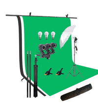 HIFFIN® Green | White | Black Screen Backdrop 8x12 ft with 9 ft Stand - 6x9 ft Photography Backdrop with 2 Pcs Clamps, 1PCs Carry Bag (T Shape Kit C2 C3 Green | White | Black & Triple Holder Kit M1)