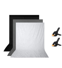 HIFFIN® 8x12 ft Black|White|Gray Screen, Photography Backdrop Background with 2 Clip, Chromakey Panel for Photo Backdrop Video Studio, Muslin Background Screen