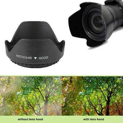 HIFFIN  49mm Flower Lens Hood Screw Mount for Canon Nikon Sony Olympus Pentax & All Other Digital SLR Cameras (49mm Flower Lens Hood)