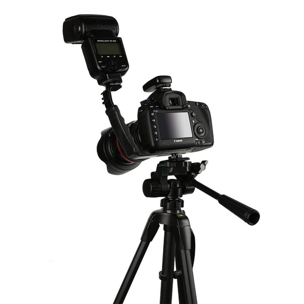 HIFFIN® Dual Shoe Mount L-Bracket for DSLR Camera Video Lights,Flash, Monitors or Microphones.Heavy Duty