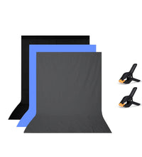 HIFFIN® 8x12 ft Blue|Gray|Black Screen, Photography Backdrop Background with 2 Clip, Chromakey Panel for Photo Backdrop Video Studio, Muslin Background.