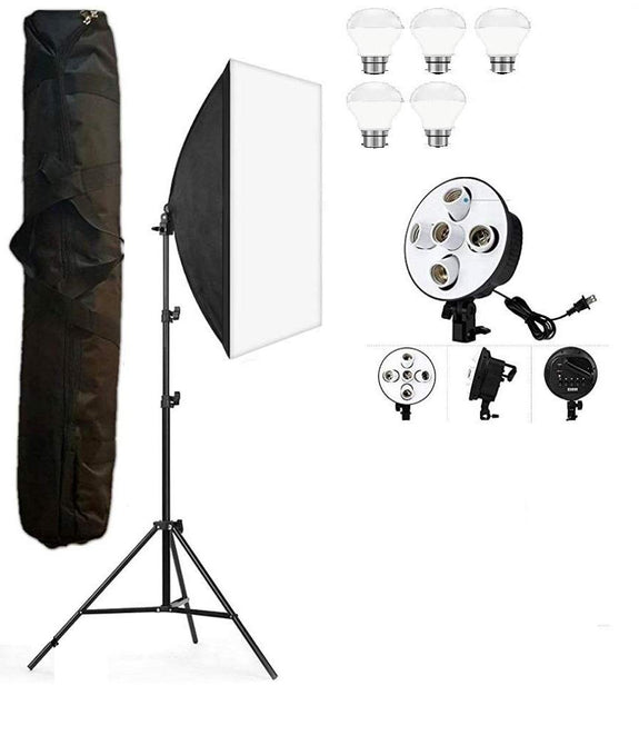 HIFFIN® PRO HD 5 Soft Led Video Light Softbox Kit | 1 Point Lighting | Stand | for YouTube Shooting,Videography, Product Photography, Continuous Studio.