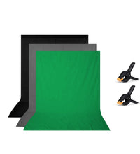 HIFFIN® 8x12 ft Gray|Green|Black Screen, Photography Backdrop Background with 2 Clip, Chromakey Panel for Photo Backdrop Video Studio, Muslin Background Screen
