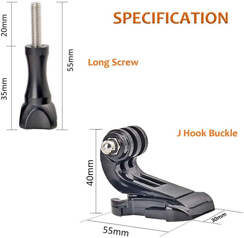 HIFFIN® J Hook Buckle Mount for Vertical Surface, Compatible for All GoPro Max/GoPro Hero 8 7 6 5 4 3+ 3 HD and Other Camera - Black (2pcs)