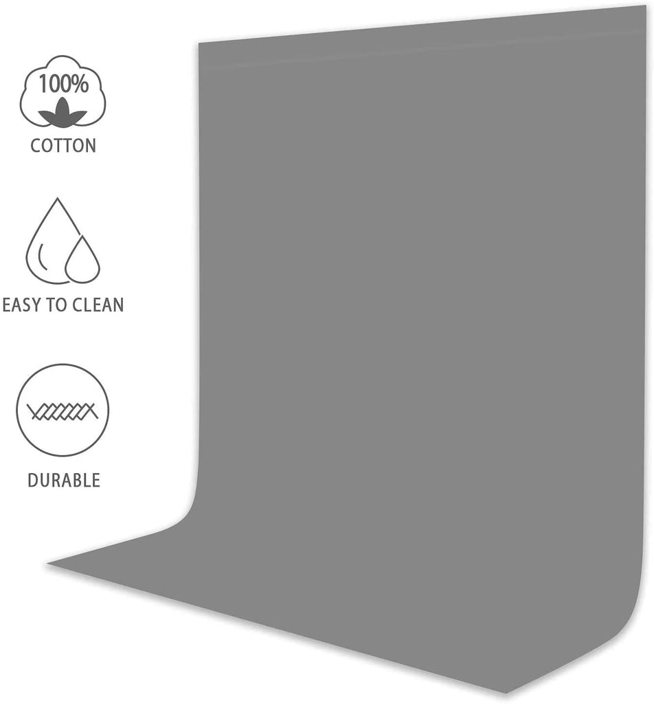 HIFFIN® 8x12 ft Black|White|Gray Screen, Photography Backdrop Background with 2 Clip, Chromakey Panel for Photo Backdrop Video Studio, Muslin Background Screen