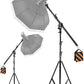 HIFFIN® Maximizer Pro 10ft Two Way Adjustable Photo Studio Light Stand with 6.2ft/190cm Boom Arm and Sandbag, Aluminum Alloy Rotable Tripod for Studio Outdoor Photography Portrait Video