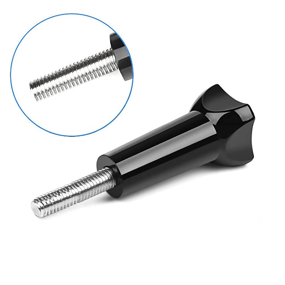 HIFFIN® Long Thumbscrew with Cap Thumb Screw Stainless for Go Pro Accessories Monopod Handhold Stick Mount Compatible with All Go Pro Hero Cameras Black - Set of 2 Piece