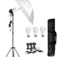 HIFFIN® E27 Studio Triple Holder KIT Mark I Umbrella White + Studio Light Stand 9 FT+ Umbrella and Bulb Holder Kit (1 Triple Holder,1 Light Stand 9FT,1 Umbrella, 3 20 W LED Bulb 1 Bag)