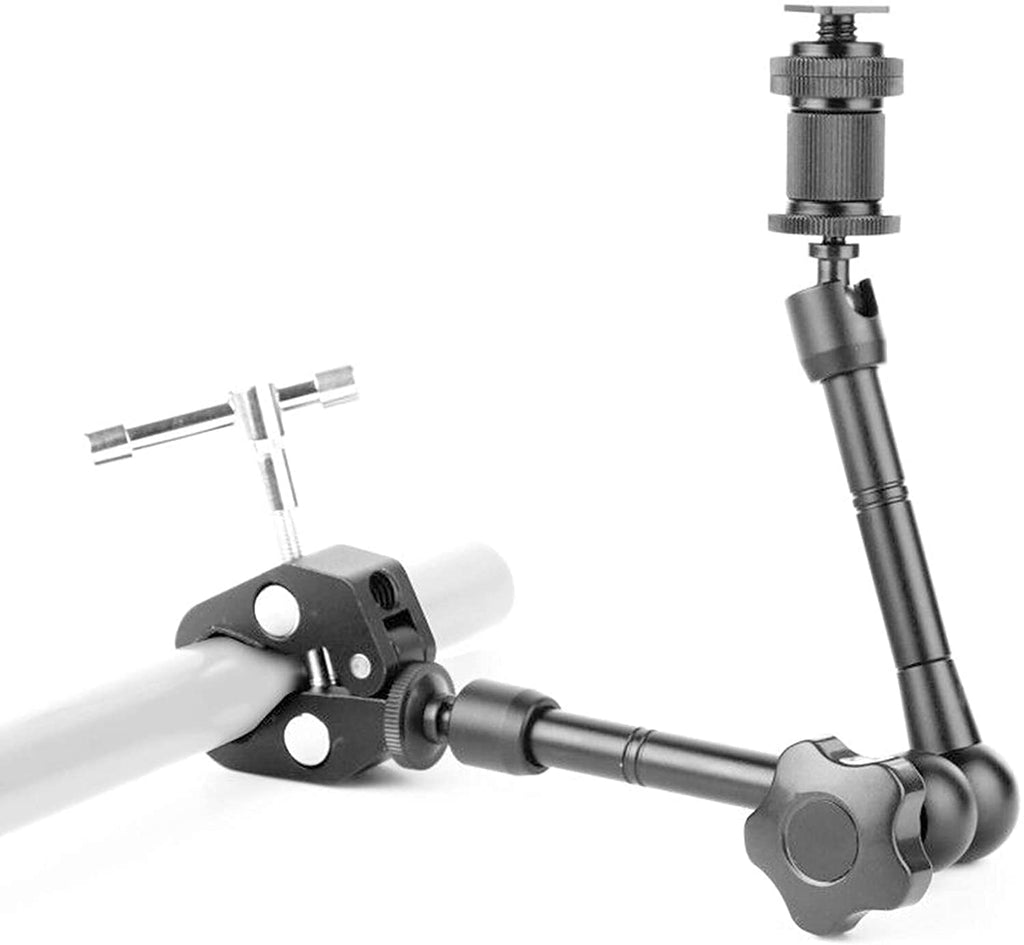 HIFFIN® 11inch Adjustable Articulating Friction Magic Arm & Large Super Clamp for Camera Rig, LCD Monitor, LED Flash Lights (11 inch Magic arm+clamp)
