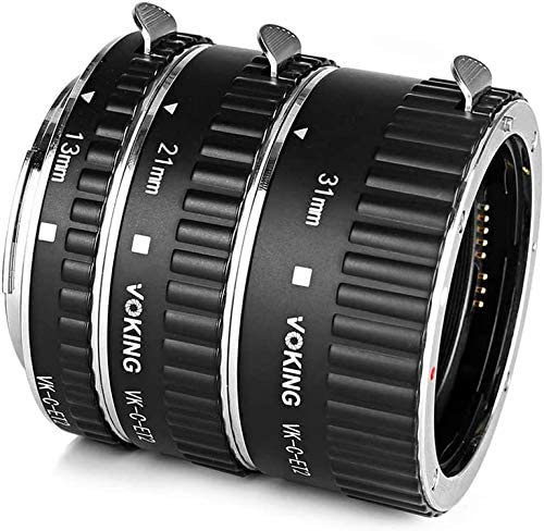 Voking VK-C-ET2 13mm 21mm 31mm Auto Focus Macro Extension Tube Set for Canon DSLR Cameras (Black)
