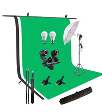 HIFFIN® White Black Green Screen Backdrop 6x10 ft with 9 ft Stand - 6x9 ft Photography Backdrop with 2 Pcs Spring Clamps, 1PCs Carry Bag (T Shape Kit C2 C3 B|W|G & Double Holder Kit M1)