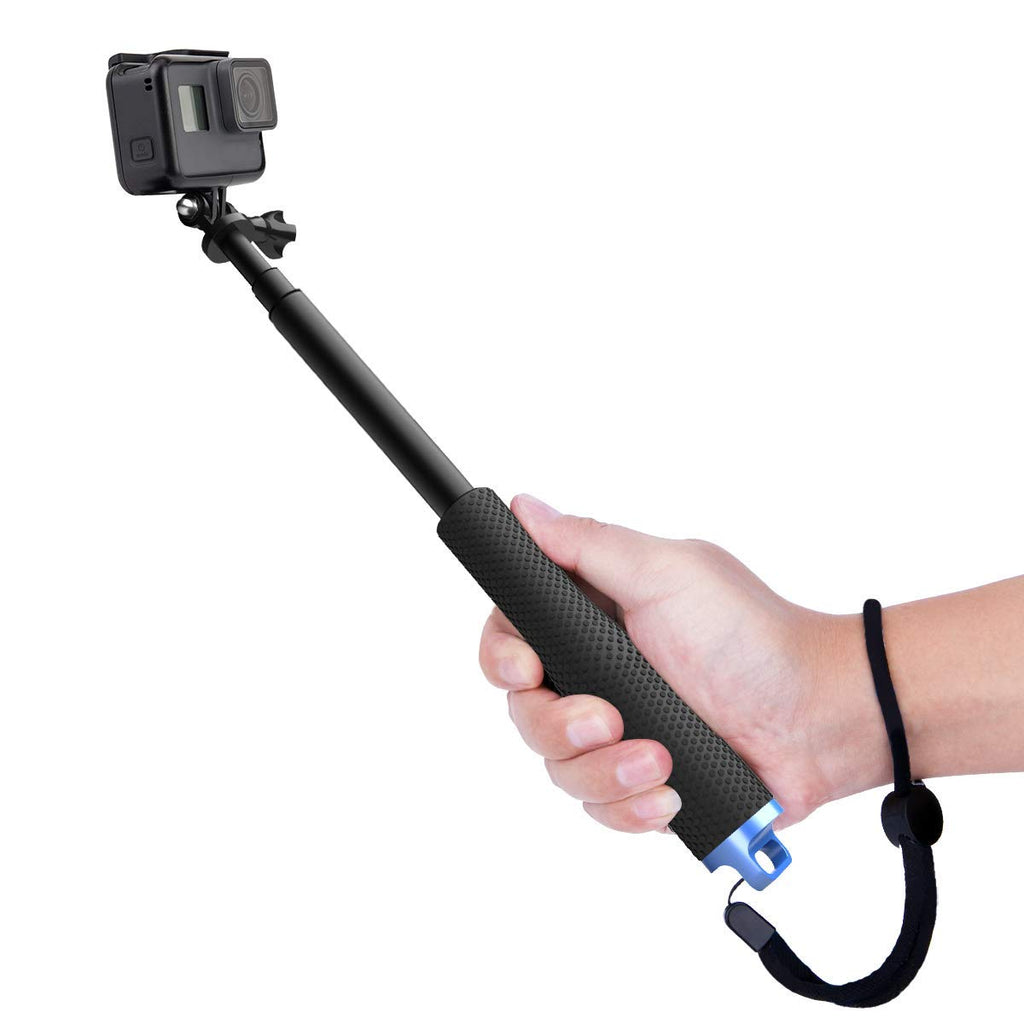 HIFFIN 19 Inch Extendable Hand Grip Waterproof Monopod Selfie Stick for Action Cameras Compatible with GoPro Hero 9/8/7/6/5, SJCAM, Eken, Yi