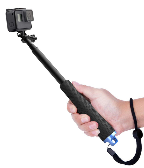 HIFFIN 19 Inch Extendable Hand Grip Waterproof Monopod Selfie Stick for Action Cameras Compatible with GoPro Hero 9/8/7/6/5, SJCAM, Eken, Yi