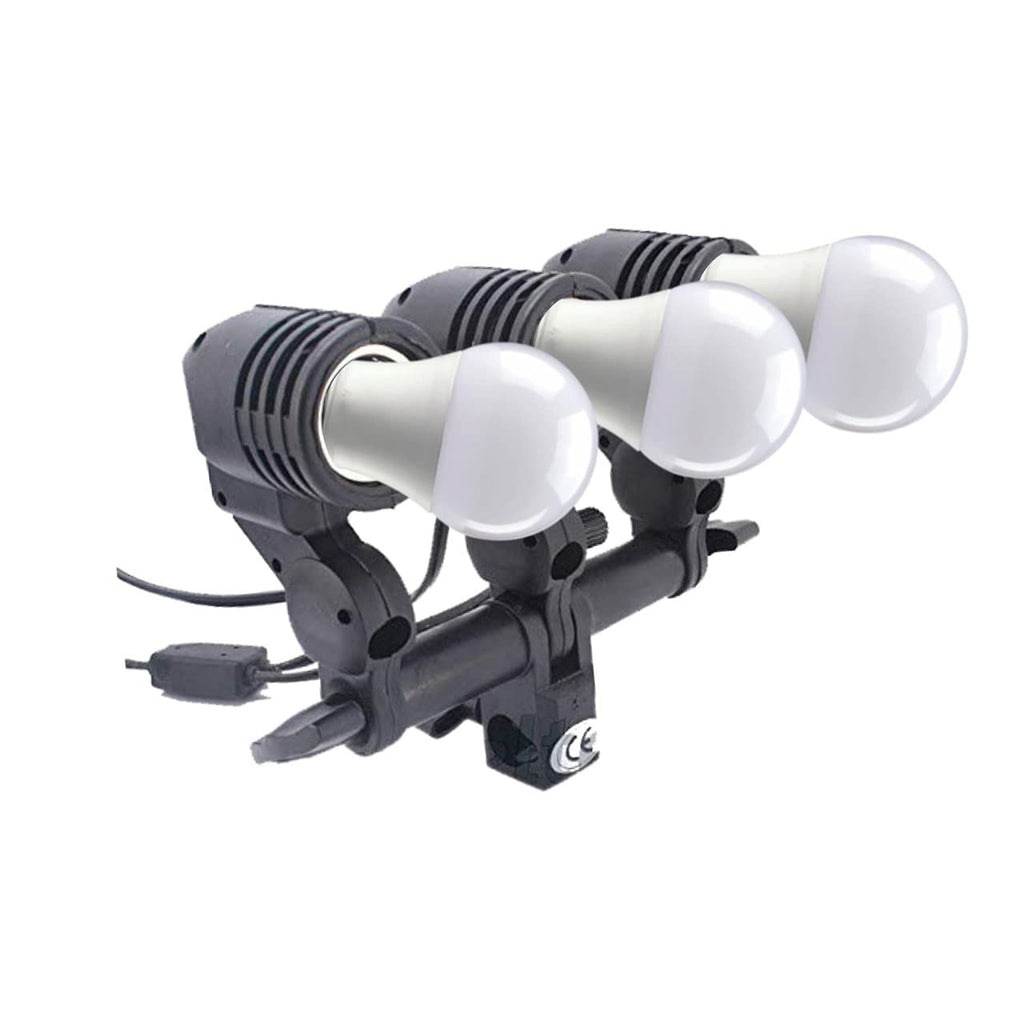 HIFFIN® 20W Bulb Photography Studio Swivel 3 Lamp Bulb Holder E27 Socket Flash Swivel Adapter for Photo Video Studio Softbox Video Light - Black