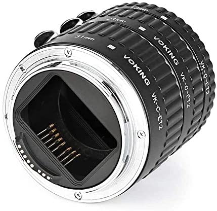 Voking VK-C-ET2 13mm 21mm 31mm Auto Focus Macro Extension Tube Set for Canon DSLR Cameras (Black)