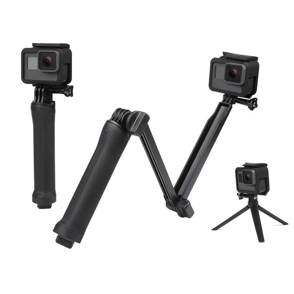 HIFFIN® 3-Way Monopod Grip Arm Tripod Foldable Selfie Stick, Stabilizer Mount Holder for GoPro Hero 9/8/7/6/5, SJCAM SJ6, SJ7, SJ5000,