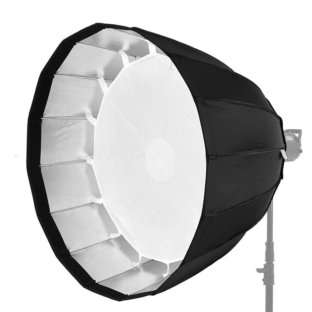 HIFFIN® 120cm Deep Parabolic Soft Box with Bowens Mount Adapter Ring for Aperture (Black)