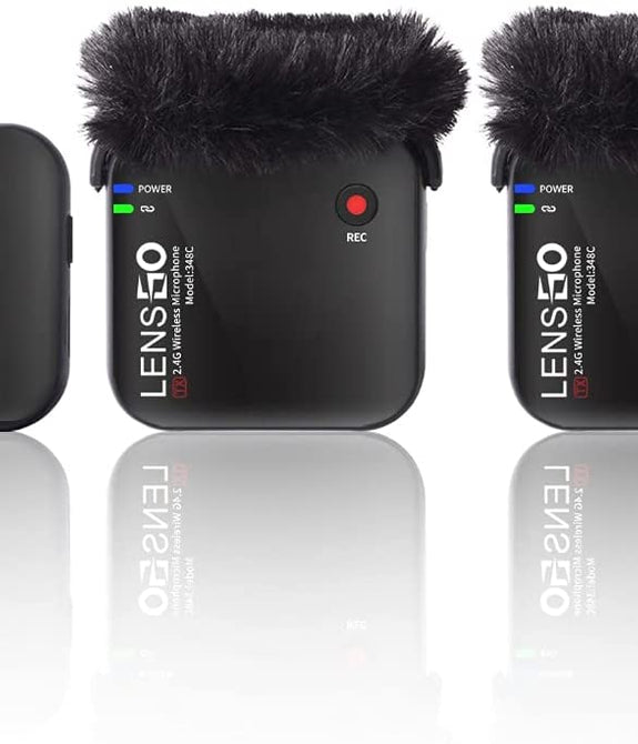 LENSGO 348-C Compact Wireless Microphone System Transmitter/Receiver Wireless Solution with Magnetic Gear Clip-On Lavalier Microphone (2 TX & 1 RX)