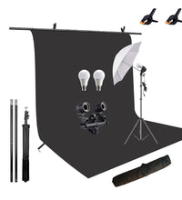 HIFFIN® Black Screen Backdrop 8x12 ft with 9 ft Stand - 6x9 ft Photography Backdrop with 2 Pcs Spring Clamps, 1PCs Carry Bag (T Shape Kit C2 C1 Black & Double Holder Kit M1)