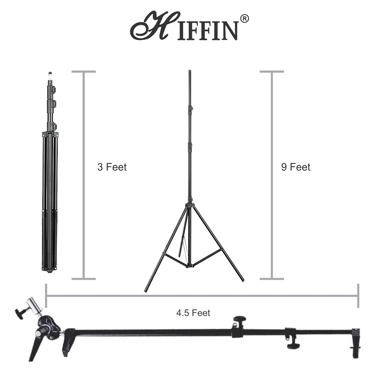 HIFFIN® HF- SPL Reflector Stand Kit 9ft Stand with Reflector Stand | Reflector 32-inch / 107 cm 5 in 1 Collapsible Multi-Disc Light Reflector with Bag - Translucent, Silver, Gold, White and Black