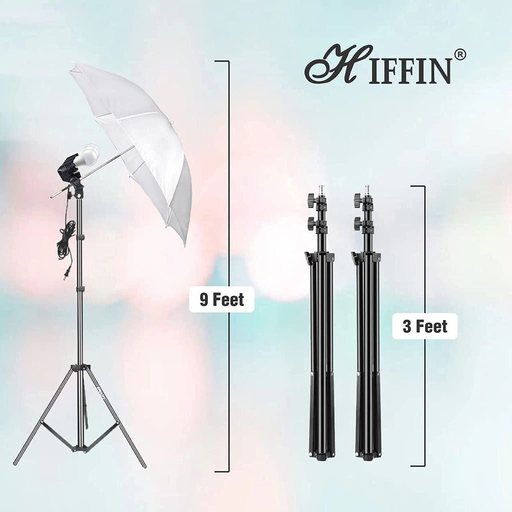 HIFFIN® White Screen Backdrop 6x10 ft with 9 ft Stand - 6x9 ft Photography Backdrop with 2 Pcs Clamps, 1PCs Carry Bag (T Shape Kit C2 C1 White & Triple Holder Kit M4)
