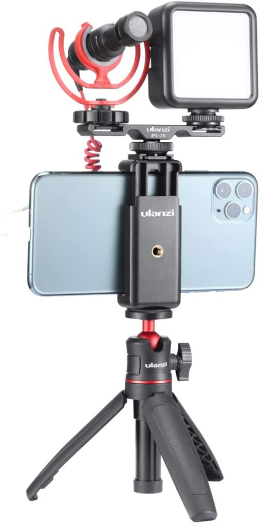 ULANZI ST-07 Phone Tripod Mount with Cold Shoe Mount for Microphone LED Video Light 1/4'' Tripod Screw for All Smartphone Vlog Vlogging