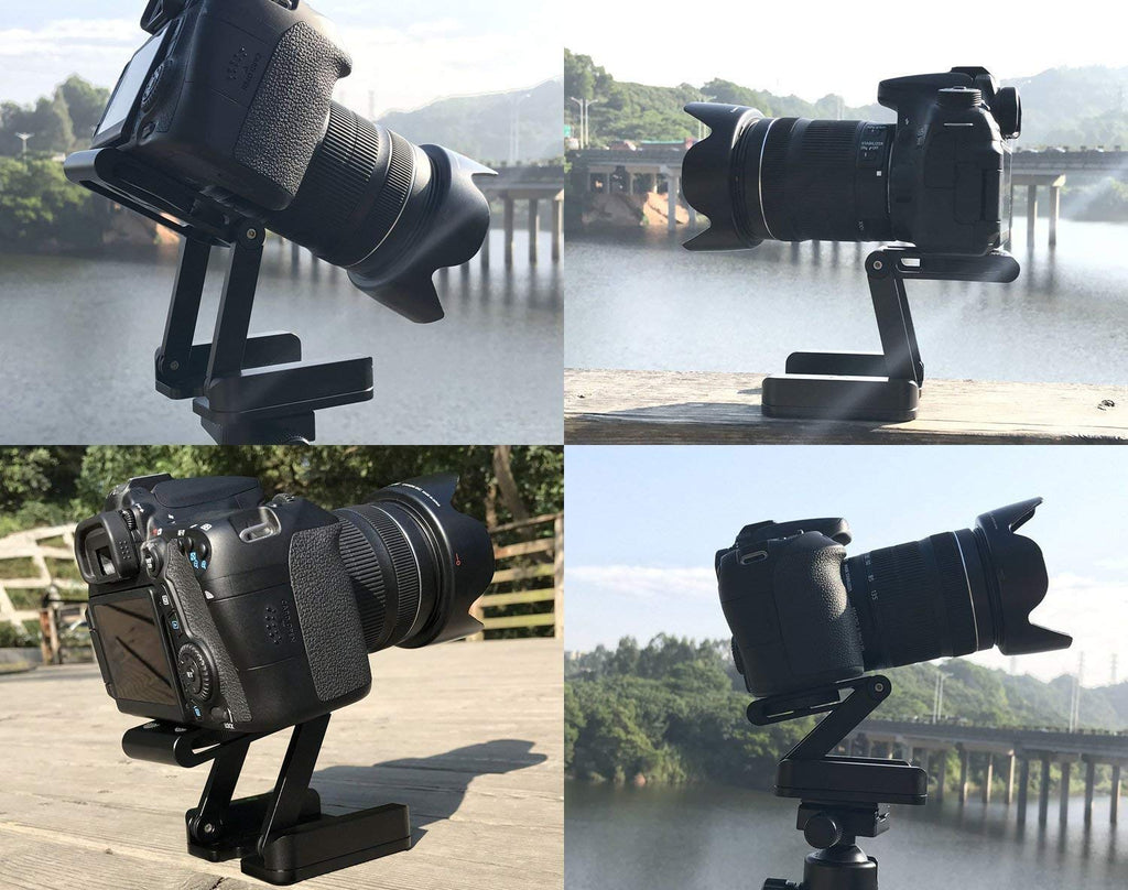 HIFFIN® Foldable Z Pan Tilt Tripod Head Quick Release Plate Holder for DSLR Camera Camcorder Photography Accessory - 1 Piece (Black) (Z Plate)