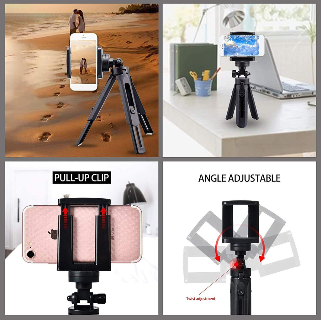 HIFFIN® 360 Degree Rotation Mini Tripod Support Stand for DSLR and Smartphones - Foldable Shockproof Lightweight Bracket for Mobile Phones/DSLRs. (Tripod Support 7 + 3 inches with Holder)