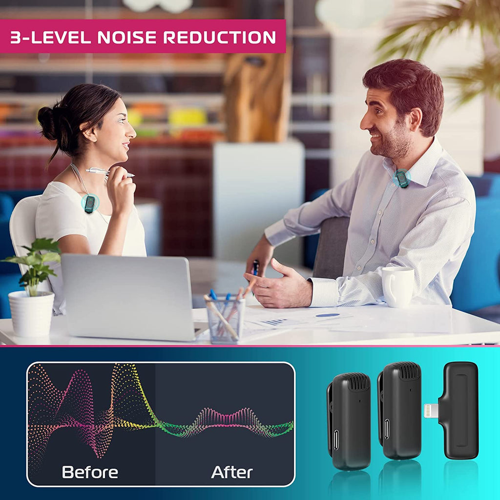 ULANZI J12 Wireless Lavalier Microphone for iPhone iPad, 2-in-1 Plug-Play Mic with Charging Case for Phone Video Recording Interview Youtubers Vloggers, 65ft Transmission Range