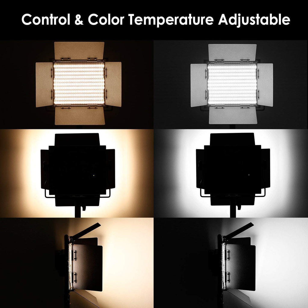 HIFFIN® HF-600 Mark II Bi-Color Continuous Dimmable Professional LED Photo & Video Light Dual Kit with AC Power Adapter for Film Making,YouTube Shooting,Studio Videography, (HIFFIN HF-600 Mark II)